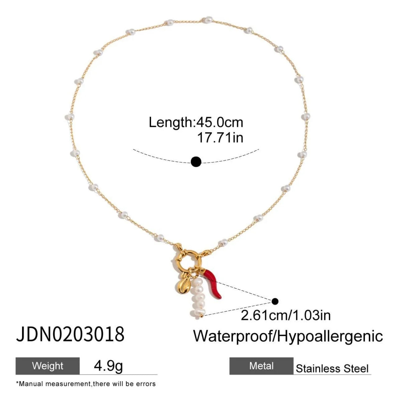 MEDITERRANEAN PEARL & CORAL TALISMAN NECKLACE