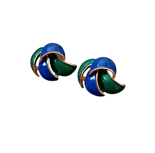 Luxurious Round Geometric Alloy Oil Dripping Earrings
